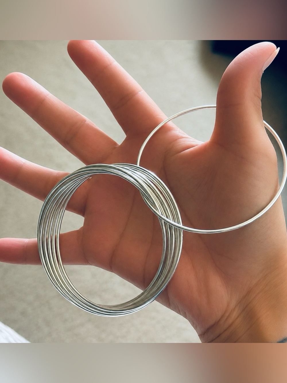 Silver set of 10 bangles 70mm